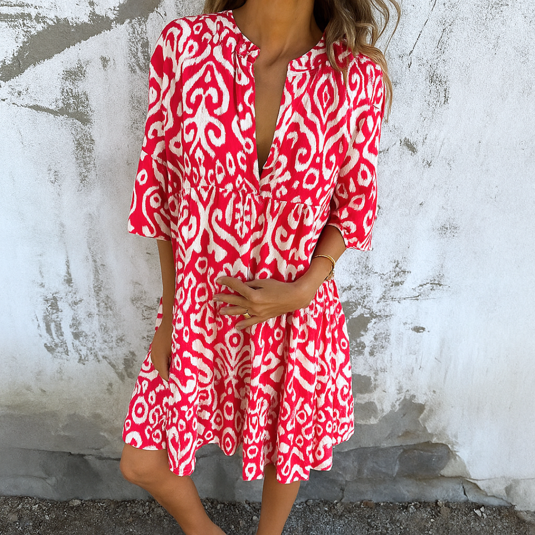 FLORELLA - ELEGANT DRESS WITH V-NECKLINE