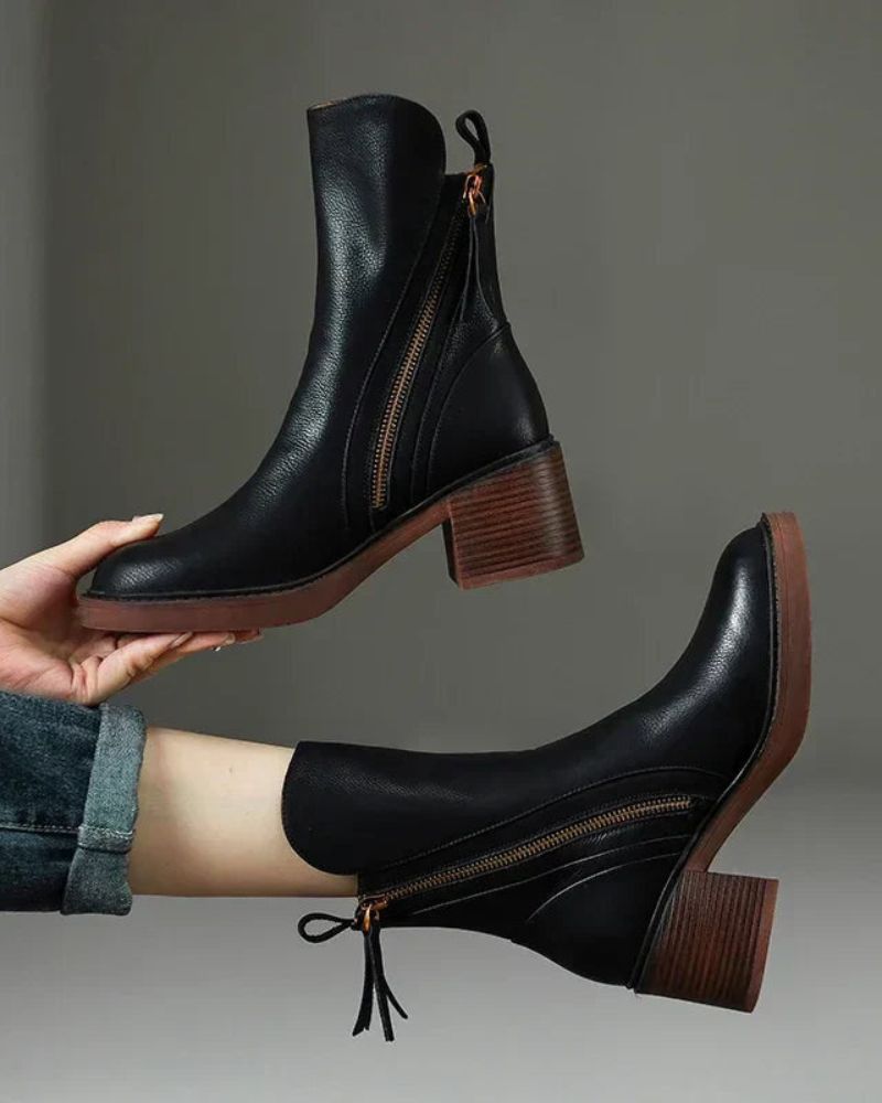 Sabine | Leather Ankle Boots with Refined Finish
