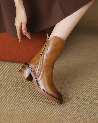 Sabine | Leather Ankle Boots with Refined Finish