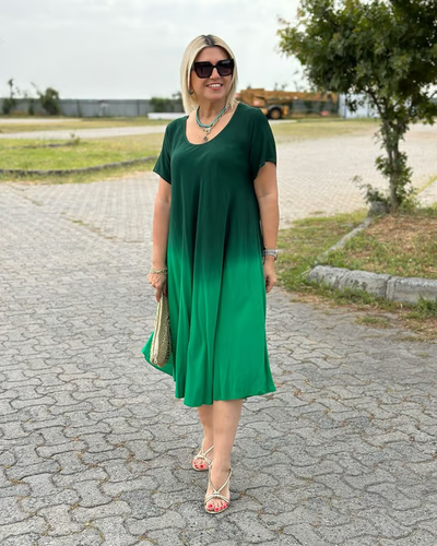 Liora™ – Flowing dress with a soft colour transition