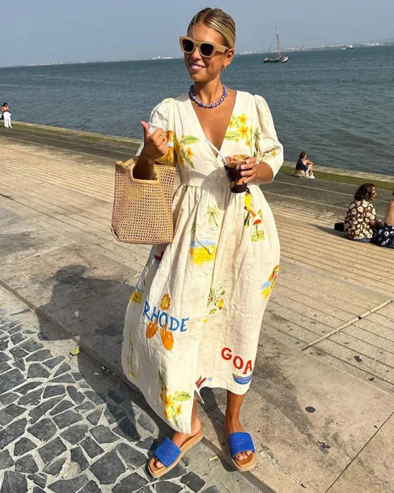 ANNI - Printed Linen Dress