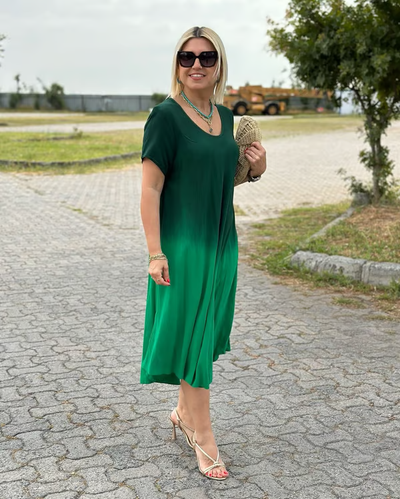 Liora™ – Flowing dress with a soft colour transition