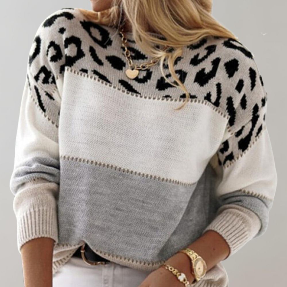 Charlene | Casual jumper with leopard print