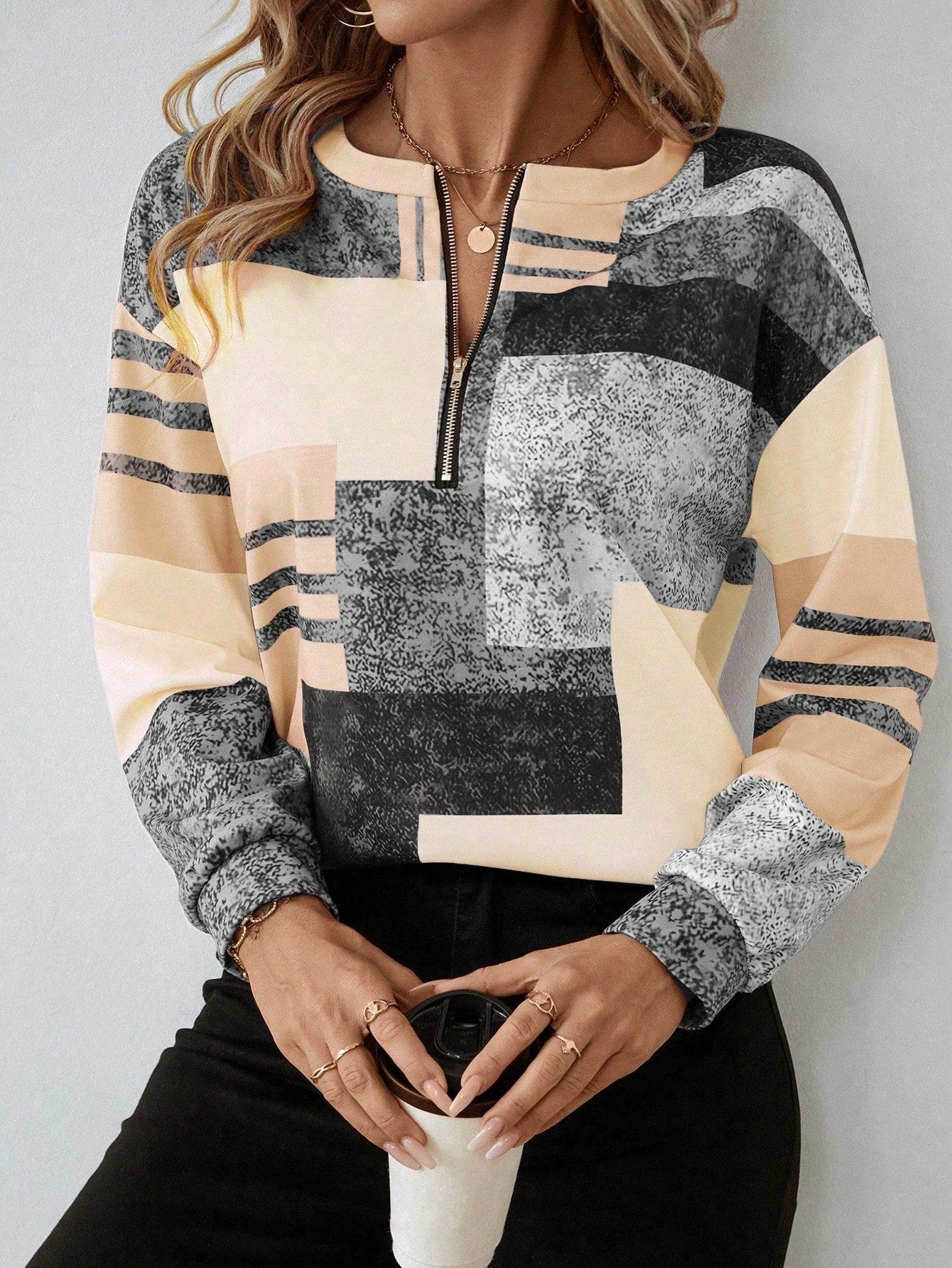 Marisa | Jumper with Graphic Print and Zip Closure