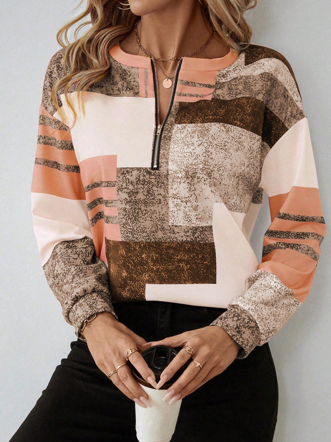 Marisa | Jumper with Graphic Print and Zip Closure