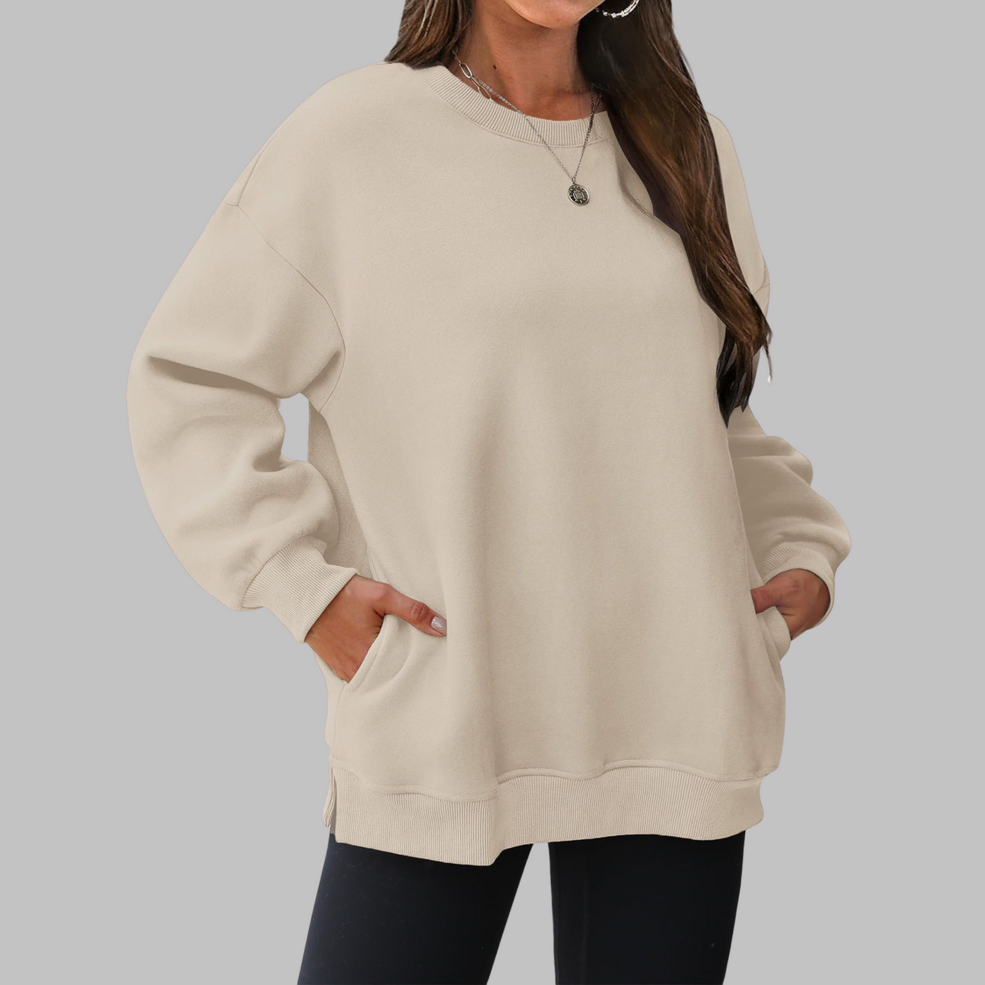 Medgi | Casual oversized sweatshirt with round neck and long sleeves