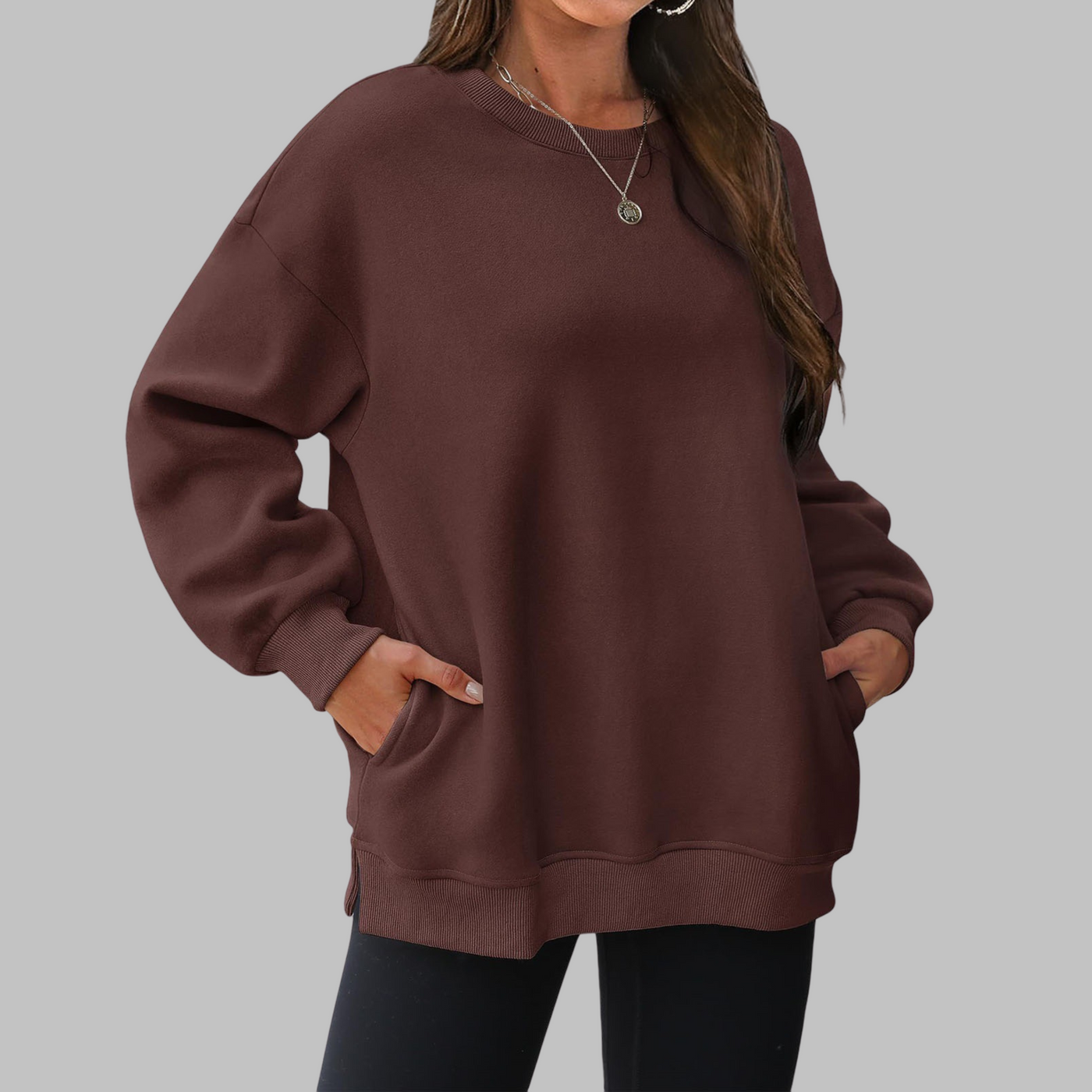 Medgi | Casual oversized sweatshirt with round neck and long sleeves