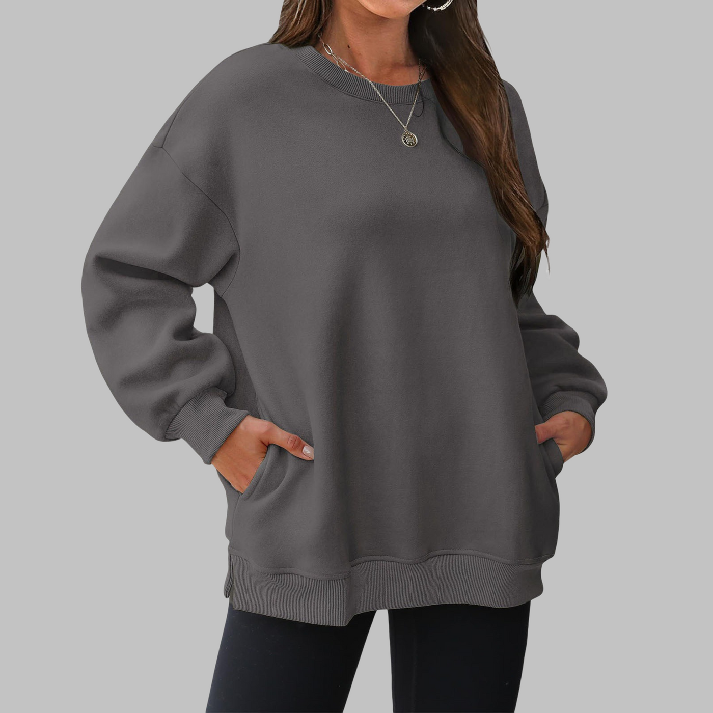 Medgi | Casual oversized sweatshirt with round neck and long sleeves