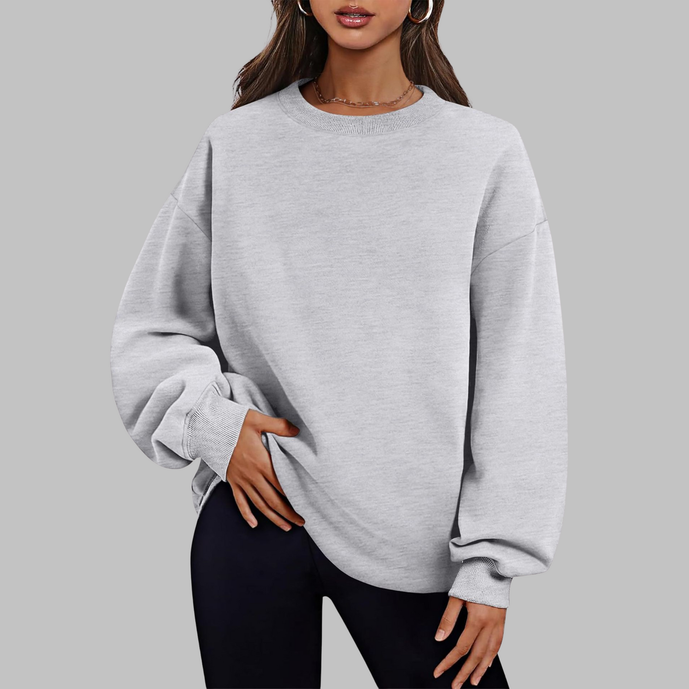 Medgi | Casual oversized sweatshirt with round neck and long sleeves