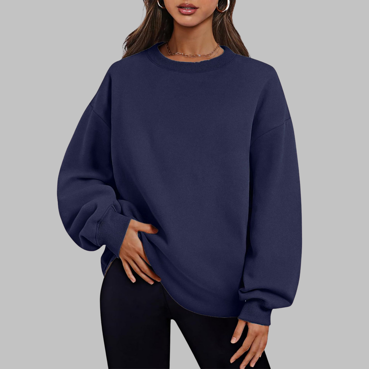 Medgi | Casual oversized sweatshirt with round neck and long sleeves