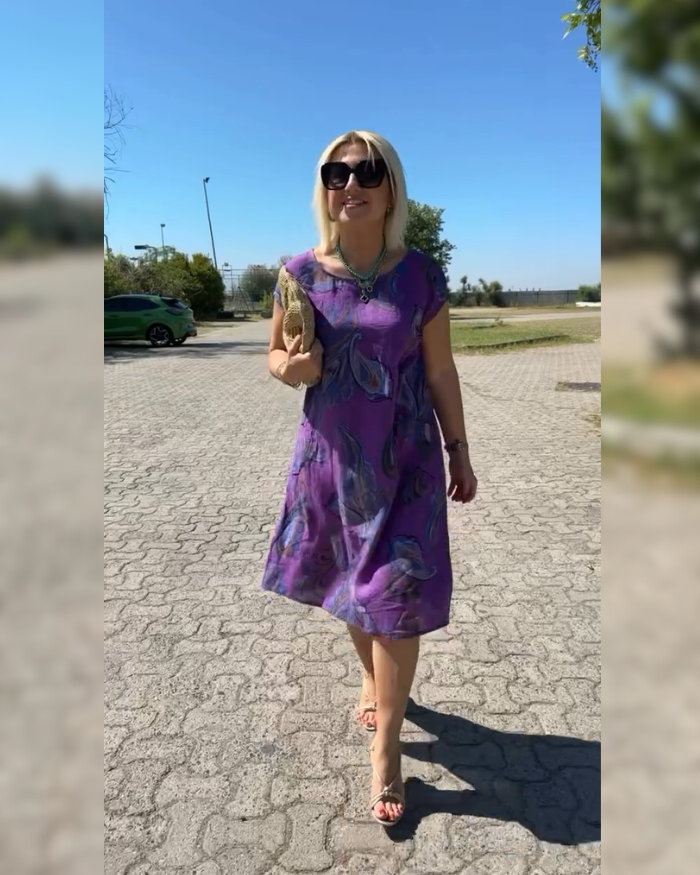 Hazal™ - Dress with Round Neck and Beautiful Print