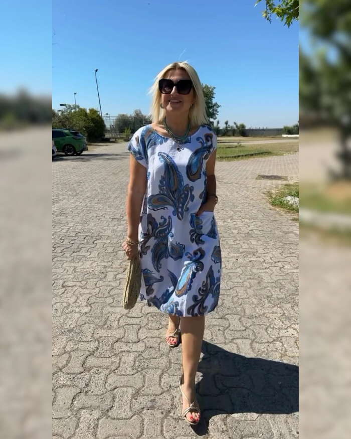 Hazal™ - Dress with Round Neck and Beautiful Print