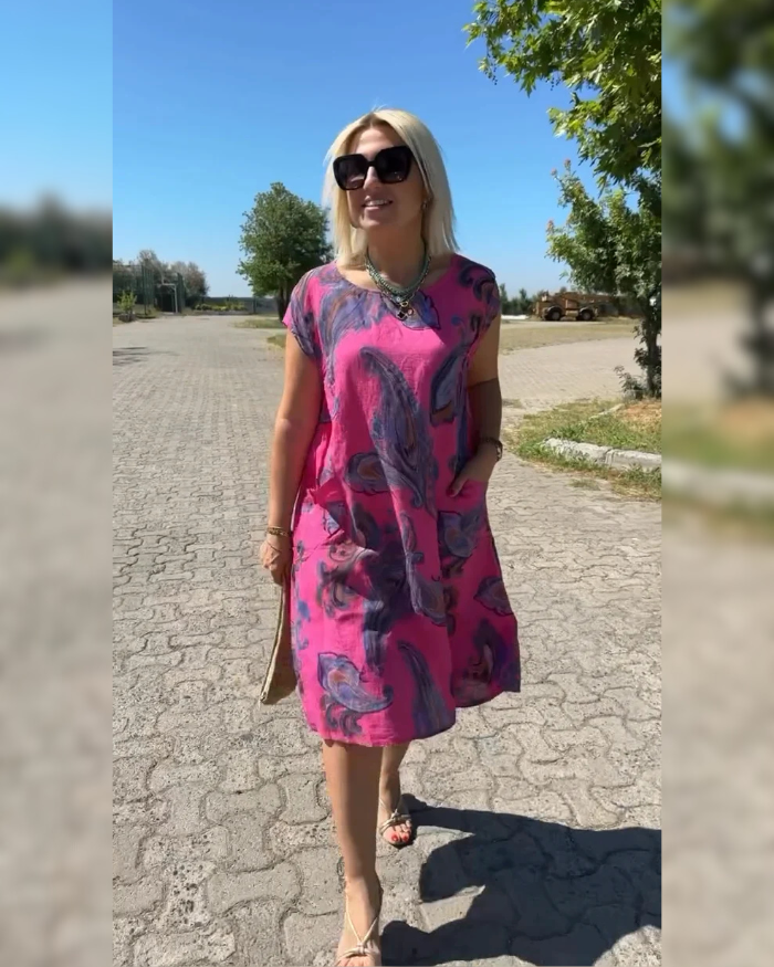 Hazal™ - Dress with Round Neck and Beautiful Print