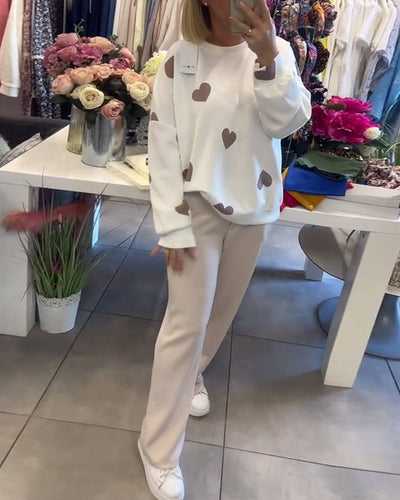 Heather | Cotton Blend Jumper with Hearts