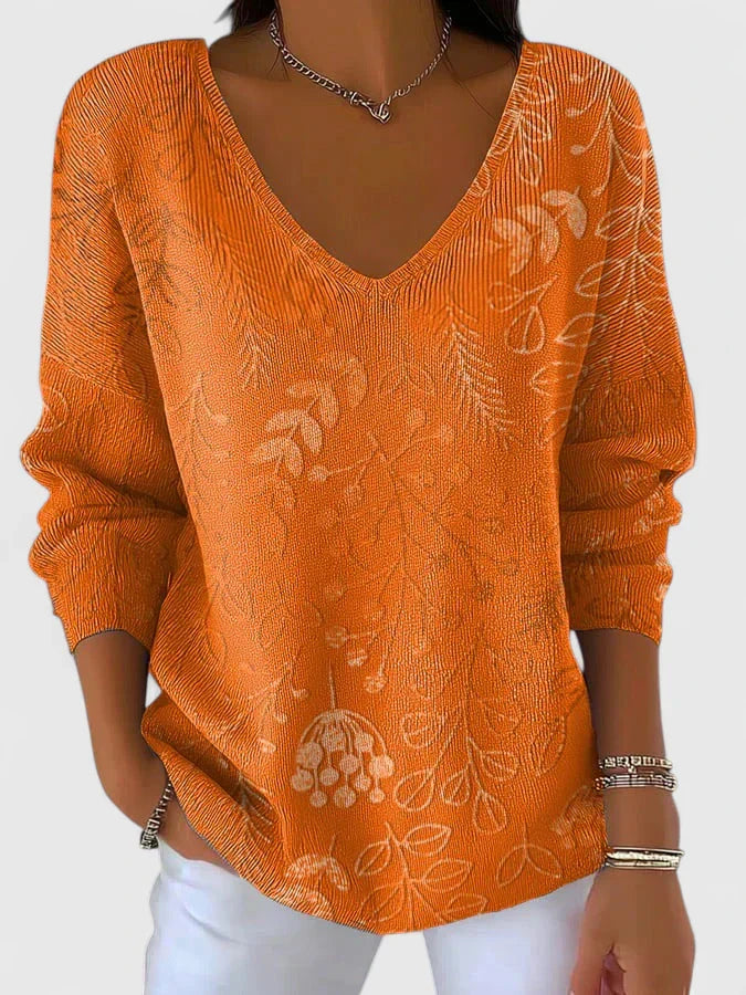 Mirelle | Jumper in cotton blend with leaf pattern